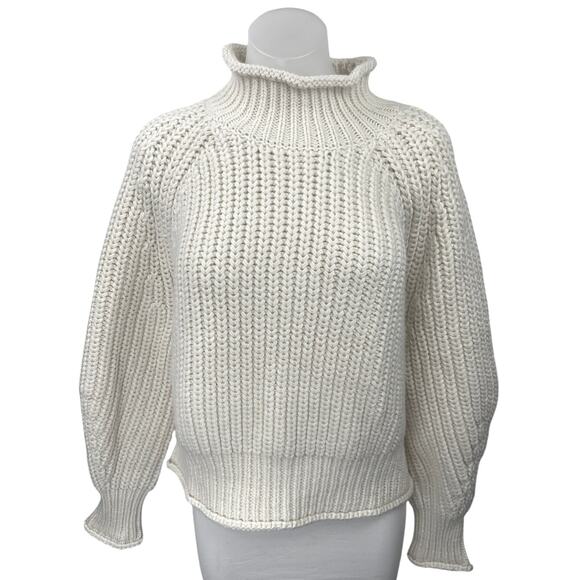 H&M White Ribbed Knit Turtleneck Long Sleeve Oversized Pullover Sweater Top XL - Picture 1 of 4